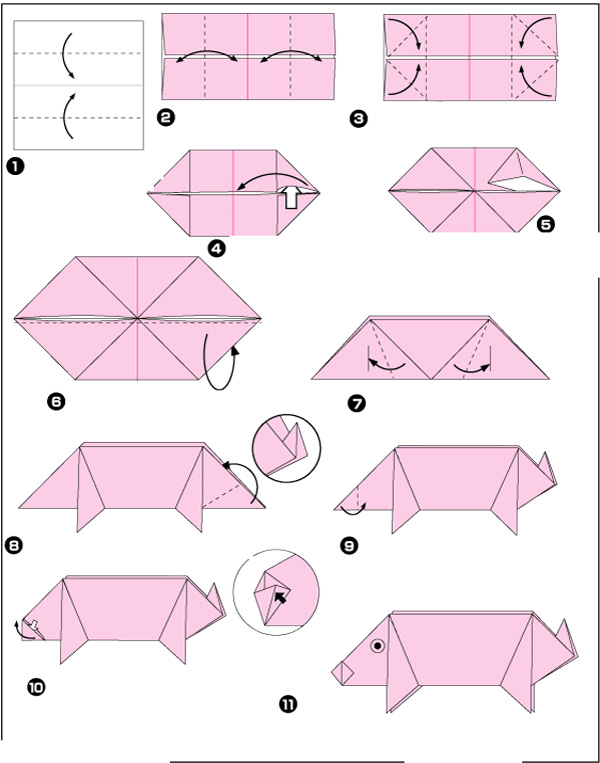 آموزش گام به گام ساخت خوک کاغذی