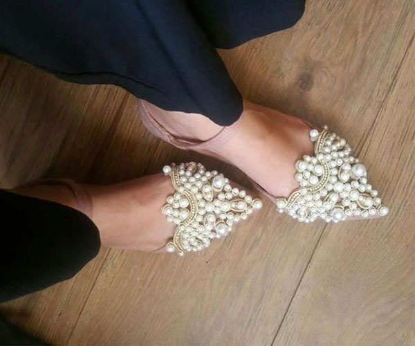 کفش مجلسی بدون پاشنه سفید رنگ مدل ایتالیایی