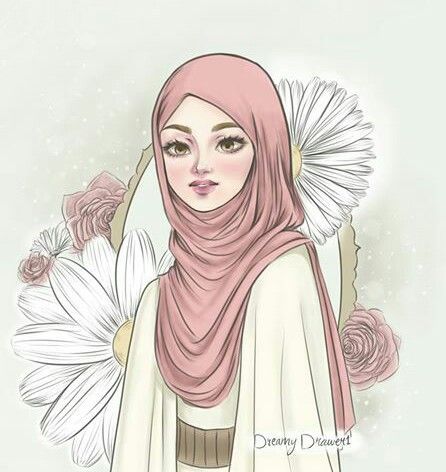 نقاشی دختر زیبای با حجاب