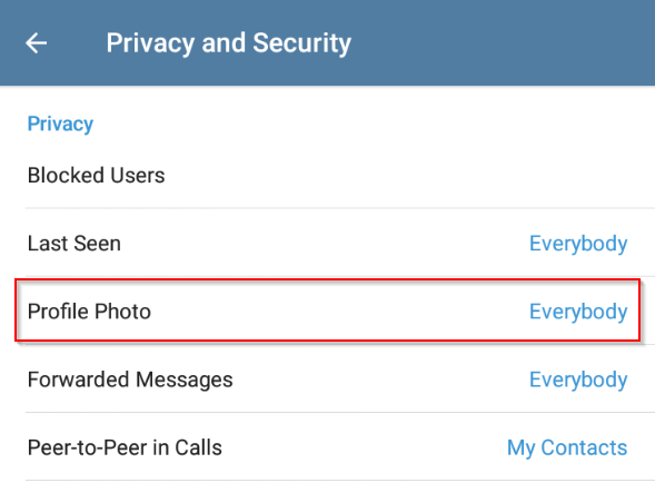 روش مخفی کردن عکس پروفایل تلگرام