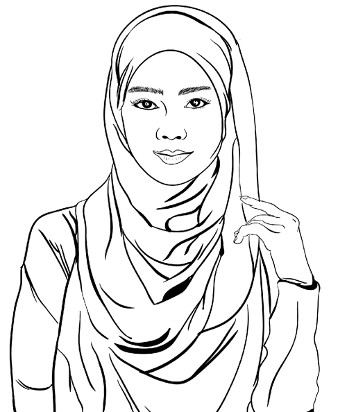 نقاشی برای رنگ آمیزی با موضوع حجاب