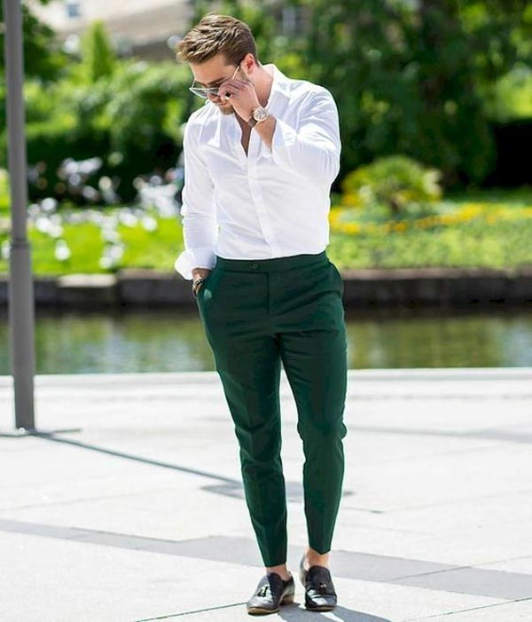 تیپ کلاسیک مردانه سفید و سبز