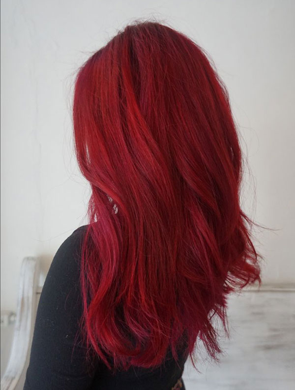 رنگ مو قرمز آتشی با دکلره