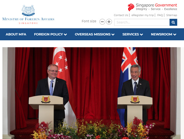 ایندکس سایت وزارت خارجه سنگاپور
