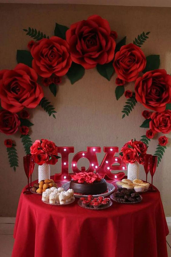 انواع ایده‌های رومانتیک برای تزیین میز تولد همسر با تم قرمز