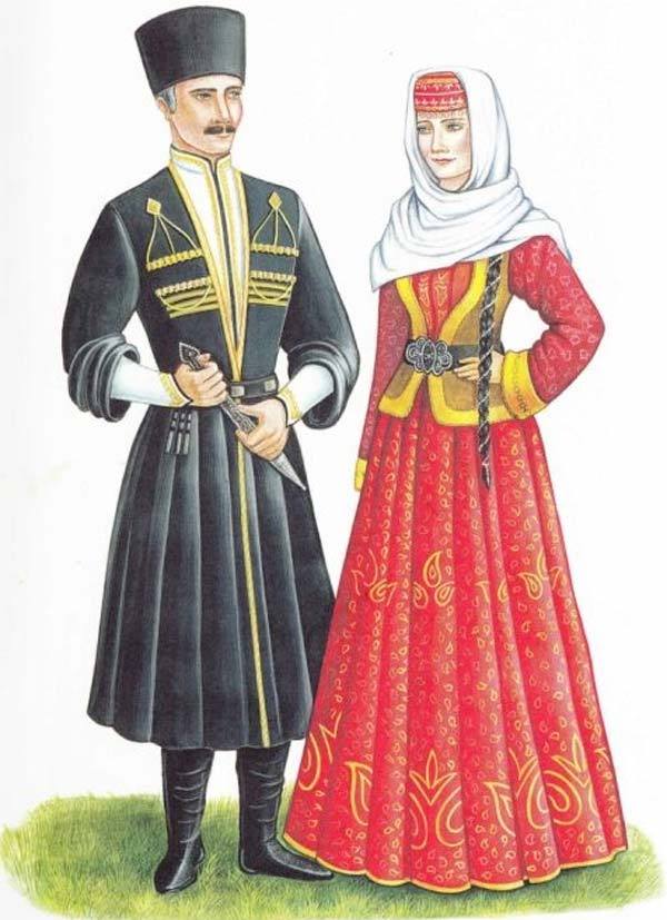 لباس محلی آذری نقاشی شده