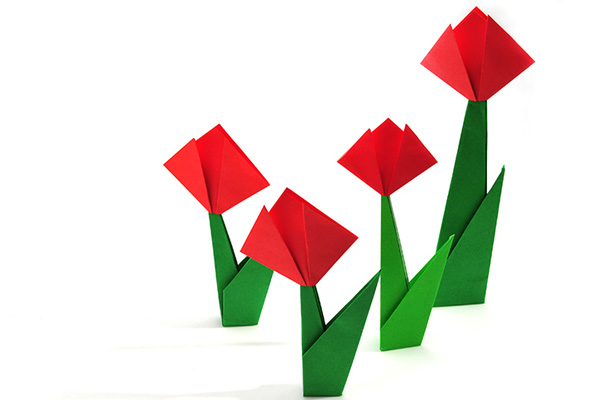 درست کردن کاردستی گل لاله اوریگامی