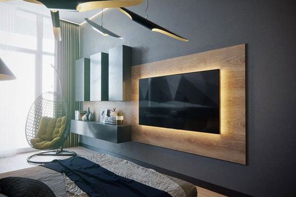 طرح مدرن و ساده‌ میز تلویزیون دیواری