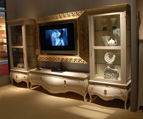 میز تلویزیون سلطنتی دیواری طلایی