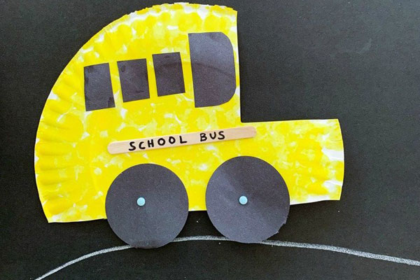 کاردستی اتوبوس با بشقاب پلاستیکی