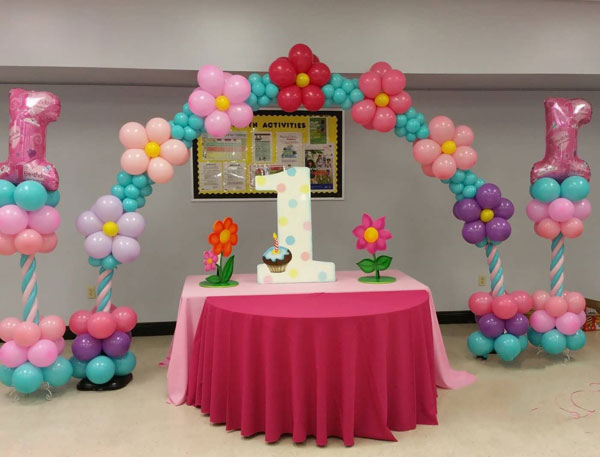 تزئین میز تولد دخترانه با استفاده از بادکنک