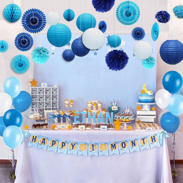 تزئین میز تولد پسرانه با کاغذ رنگی