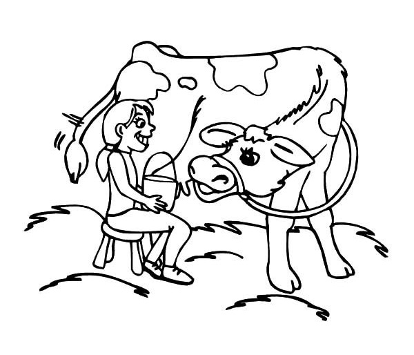 نقاشی کودکانه گاو شیرده برای رنگ آمیزی