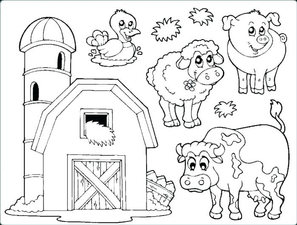 نقاشی حیوانات مزرعه برای کودکان برای رنگ‌آمیزی