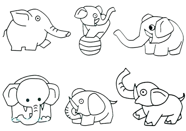 انواع مدل‌های نقاشی فیل برای کودکان برای رنگ‌آمیزی