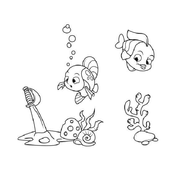 نقاشی ماهی بازیگوش زیر آب برای کودکان
