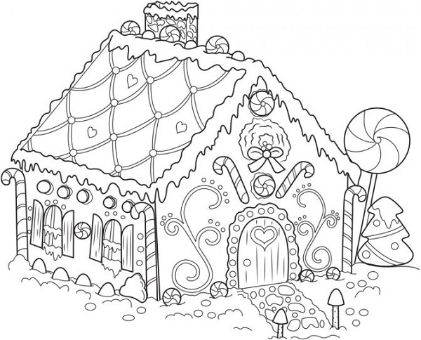 نقاشی خانه آبنباتی برای رنگ آمیزی