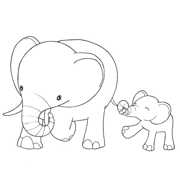 نقاشی فیل برای کودکان برای رنگ‌آمیزی