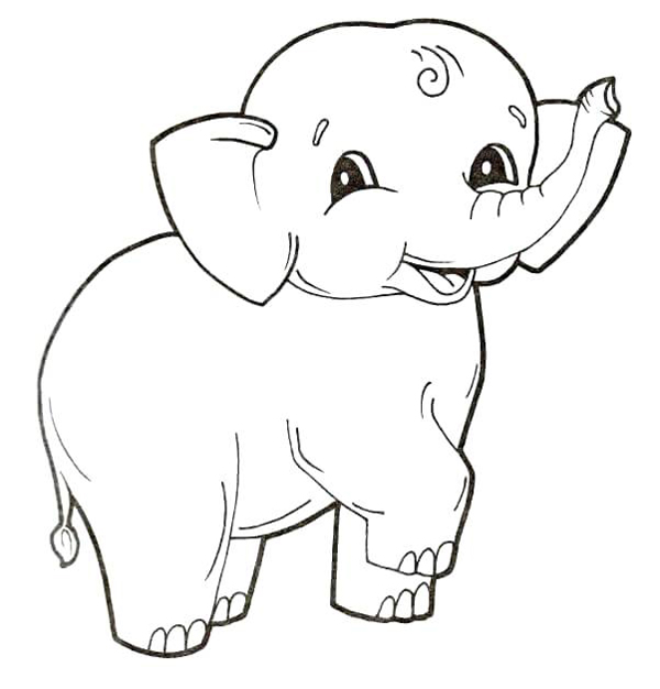 نقاشی فیل بانمک برای کودکان برای رنگ‌آمیزی