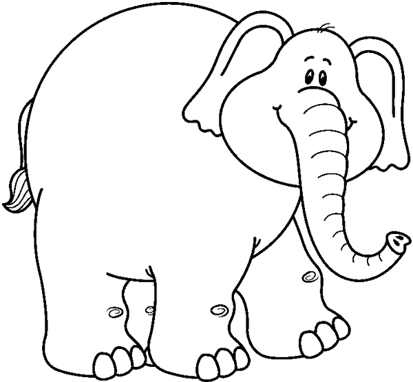 نقاشی فیل خوشحال برای کودکان برای رنگ‌آمیزی