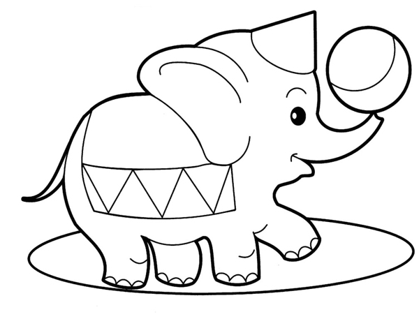  نقاشی فیل در سیرک برای کودکان برای رنگ‌آمیزی