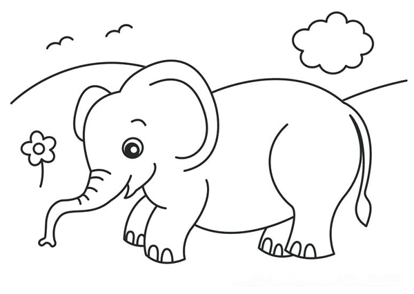 نقاشی فیل بازیگوش در طبیعت برای کودکان 