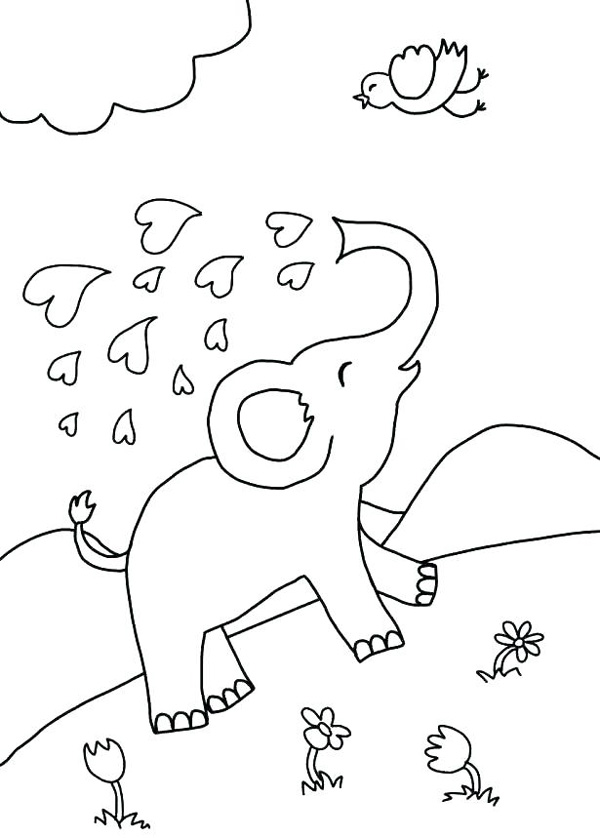 نقاشی فیل در طبیعت برای کودکان برای رنگ‌آمیزی