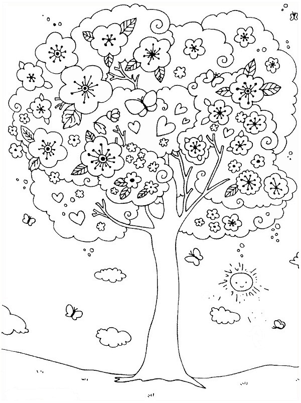 نقاشی درخت برای رنگ آمیزی