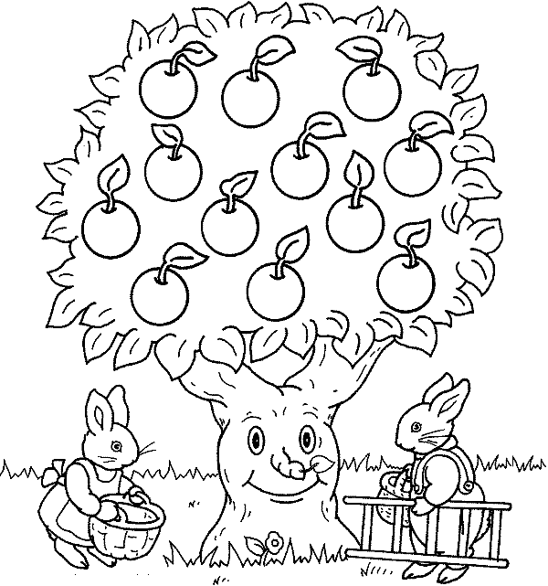 نقاشی کودکانه درخت و میوه 