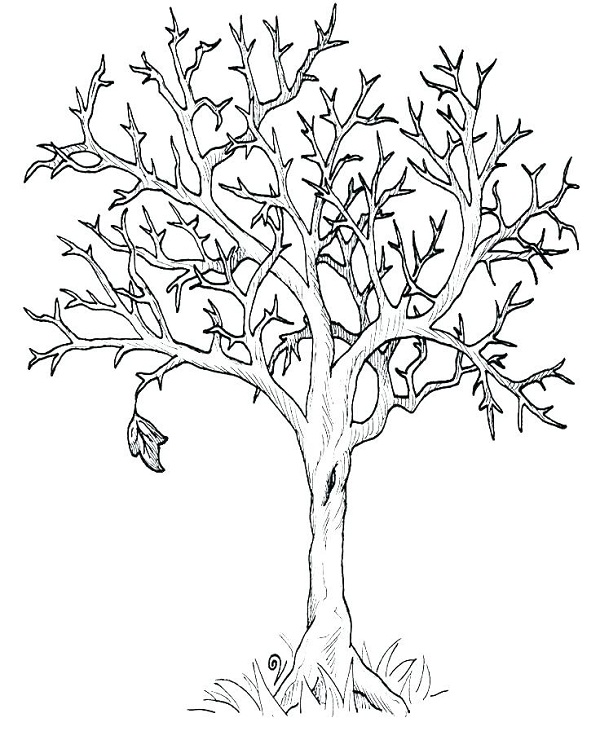 نقاشی کودکانه درخت زمستانی