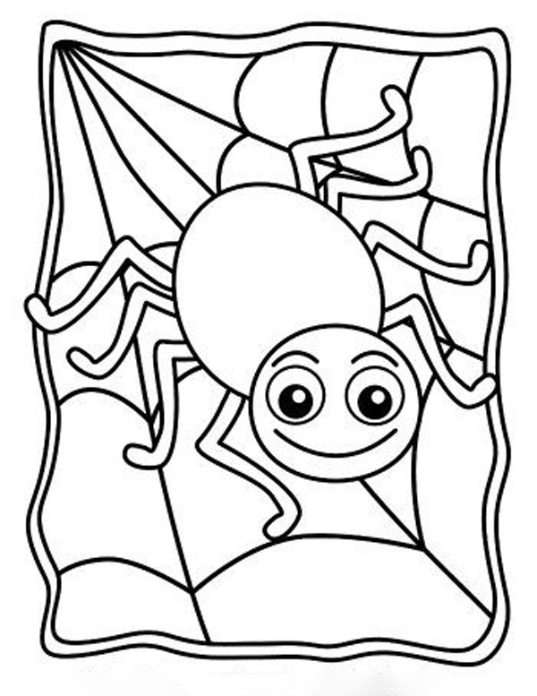 نقاشی عنکبوت شیطون در تار عنکبوت برای کودکان برای رنگ‌آمیزی
