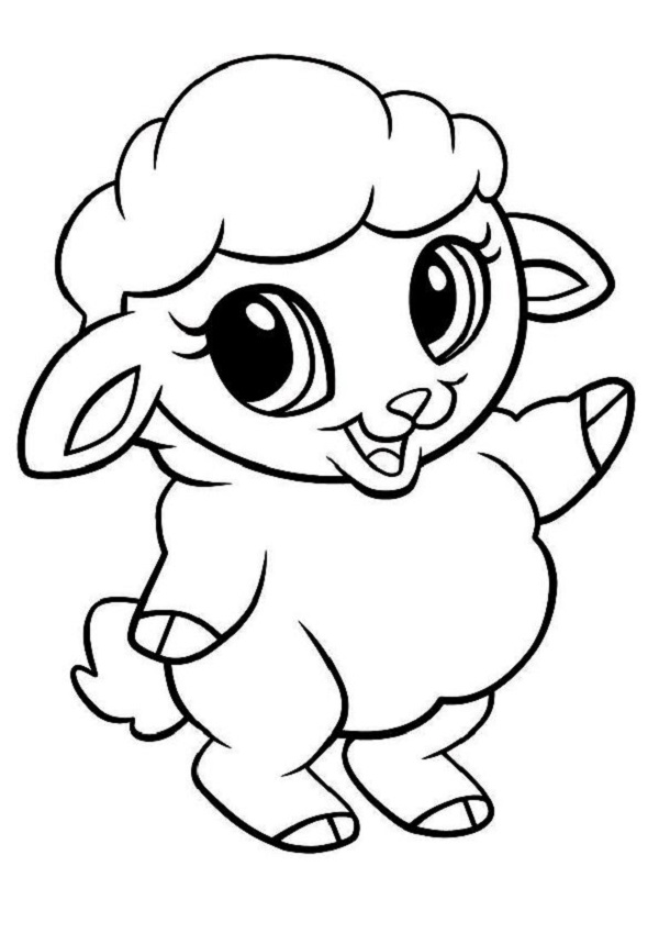 نقاشی گوسفند بامزه و بانمک برای کودکان