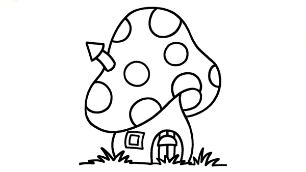  نقاشی خانه‌ی قارچی بانمک برای کودکان برای رنگ‌آمیزی