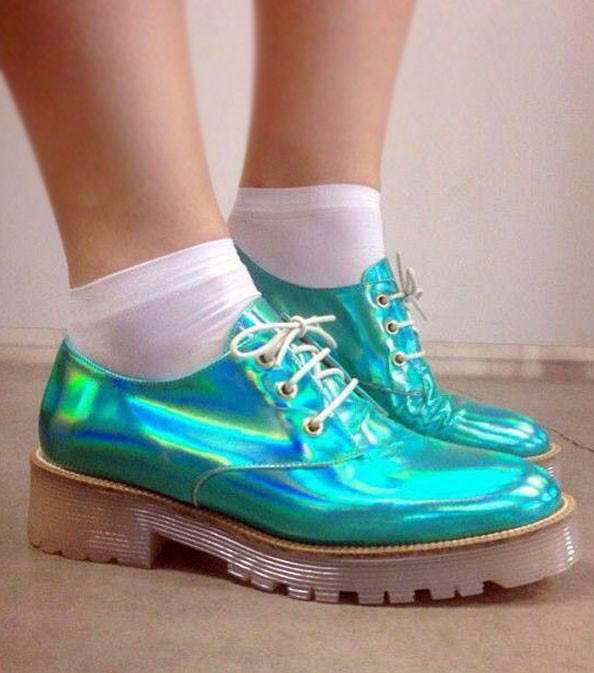 کفش هولوگرامی دخترانه آبی سبز 