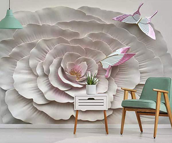 مدل پوستر دیواری سه بعدی طرح گل و پروانه مناسب اتاق نشیمن