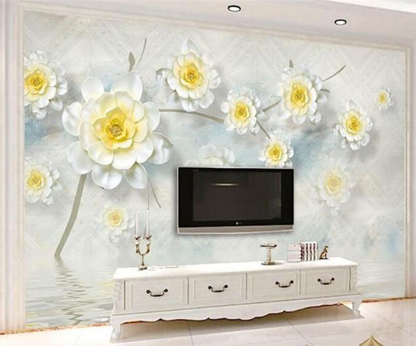 مدل پوستر دیواری سه بعدی با طرح گل برجسته