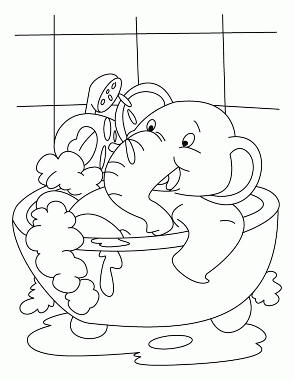  نقاشی فیل با نمک در حمام برای بهداشت فردی کودکان برای رنگ‌آمیزی