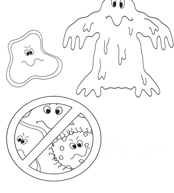 نقاشی انواع میکروب‌ها برای کودکان برای رنگ‌آمیزی