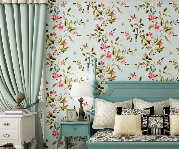 مدل پوستر دیواری  اتاق خواب دخترانه با طرح گل‌