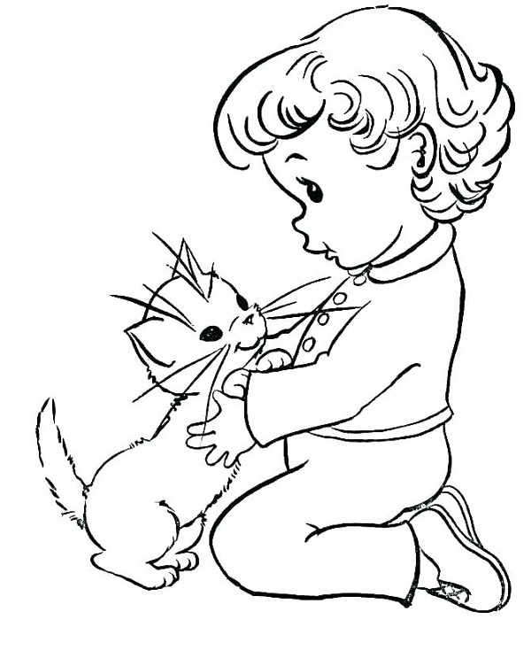 نقاشی گربه و بچه برای رنگ آمیزی