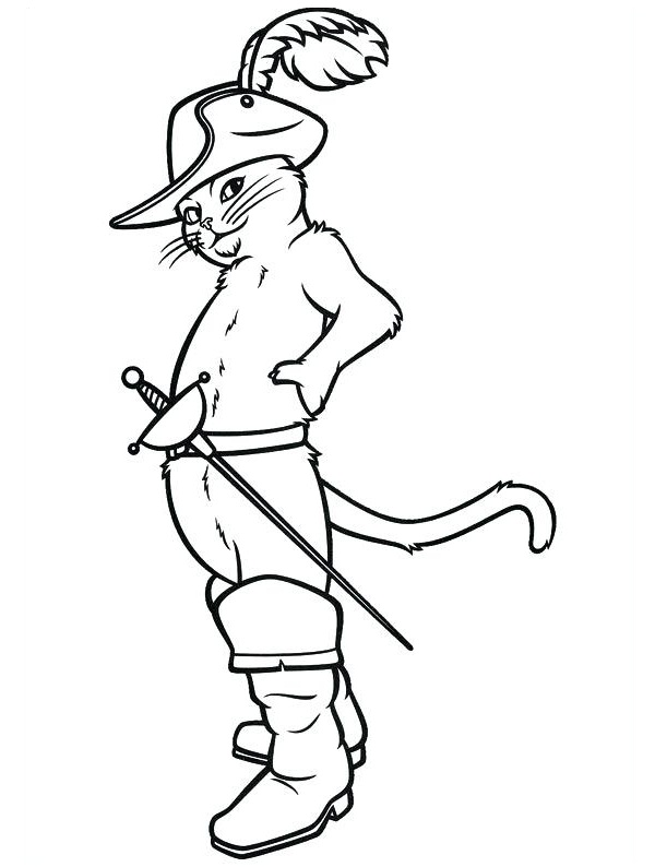 نقاشی گربه چکمه پوش کارتون شرک برای رنگ آمیزی