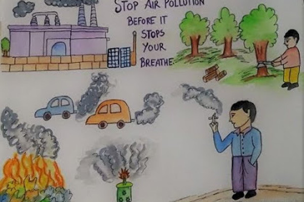 نقاشی آلودگی هوای شهری و تاثیر آن بر انسان