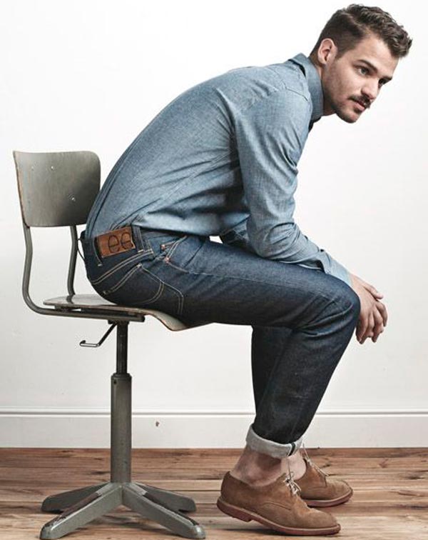 ست پیراهن جین مردانه و شلوار و کفش