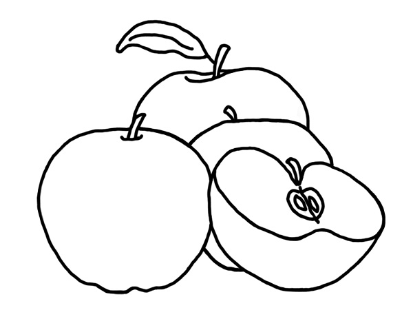 نقاشی سیب برای رنگ آمیزی