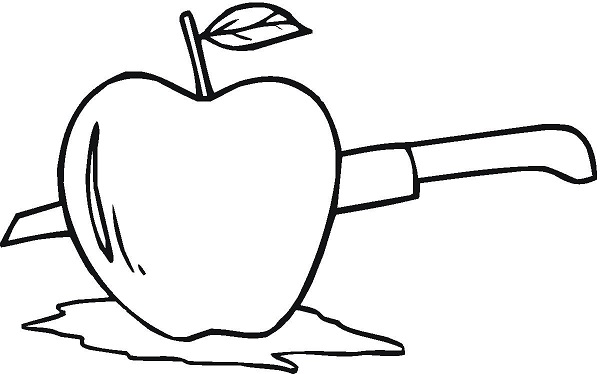 نقاشی سیب و کارد