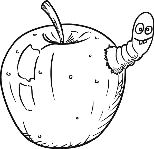 نقاشی کودکانه سیب کرمو