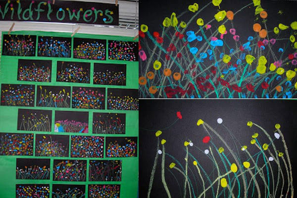 نقاشی گل‌های وحشی برای ساخت انواع کاردستی مهد کودک