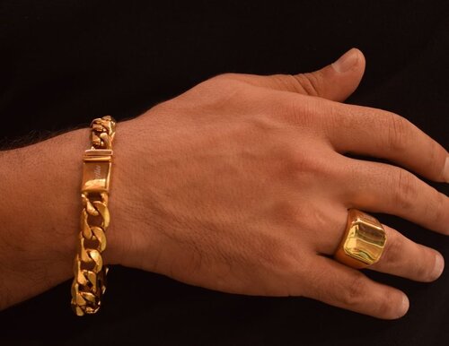 ست انگشتر و دستبند طلای مردانه
