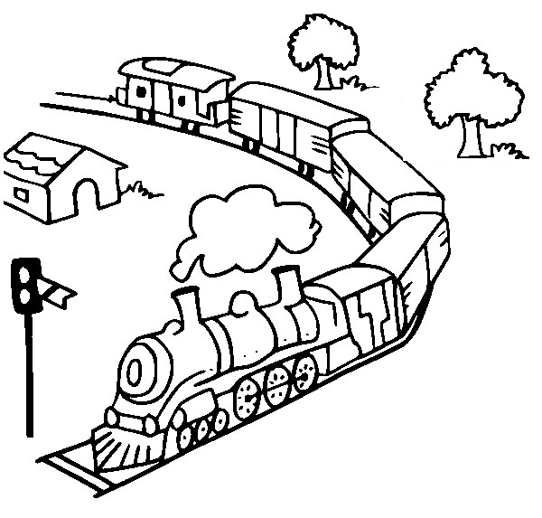 نقاشی قطار قدیمی مسافربری