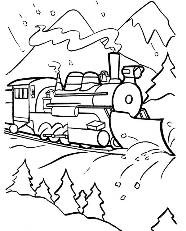 نقاشی قطار در زمستان